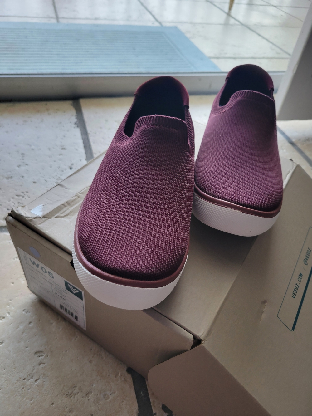 Vessi Women's Slip-On Sneakers in Burgundy